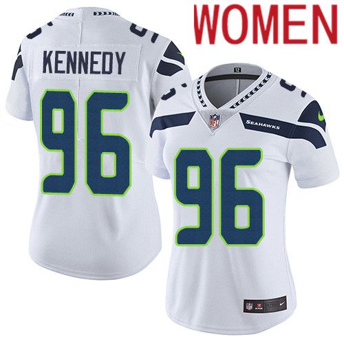 Women Seattle Seahawks #96 Cortez Kennedy Nike White Vapor Limited NFL Jersey